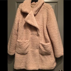 Peach Fury Coat.  Size L